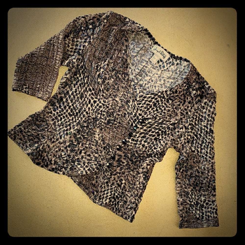 Joseph Ribkoff Sequin Faux wrap top